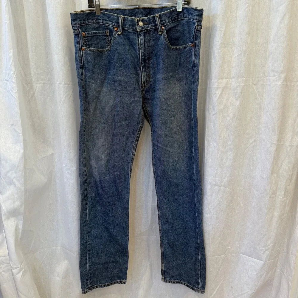 Levi Strauss 505 Mens Blue Wash Denim Jeans Regular Fit Straight Leg‎ W36 L34